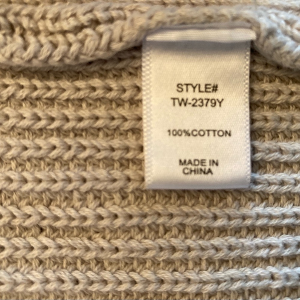 Zenana Chunky Knit Cotton Sweater Vest Oatmeal Pocket Size M - Picture 7 of 7